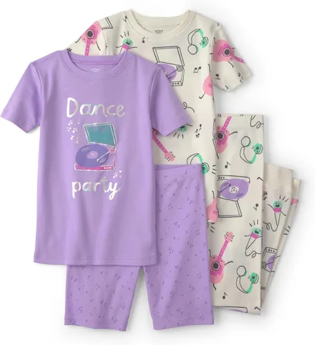 Vista 24 de Carter's Conjunto de pijama de algodón ajustado de 4 piezas para niña Pollo Country Green