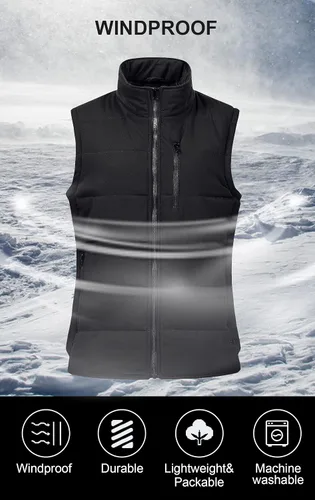 Vista 3 de Chrisuno Chalecos de invierno para mujer, ligeros, acolchados, chaleco utilitario