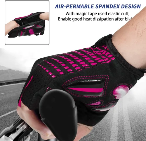 Vista 5 de BIKINGMOREOK Guantes de ciclismo para hombres y mujeres, guantes de bicicleta transpirables, almohadillas de gel de 0.197in, guantes de bicicleta