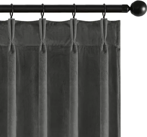 Vista 23 de MIULEE Cortinas opacas plisadas de terciopelo azul marino, 40 x 96 pulgadas