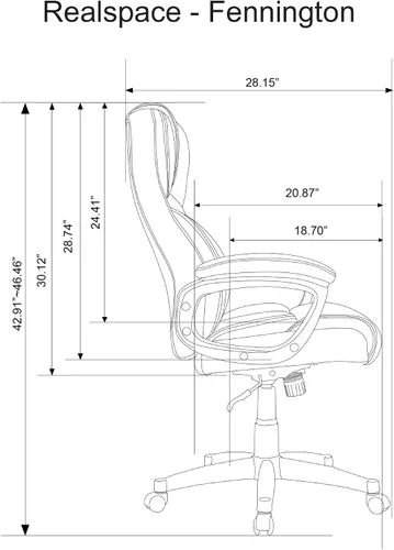 Vista 6 de Realspace® Fennington - Silla de cuero con respaldo alto, color marrón y negro
