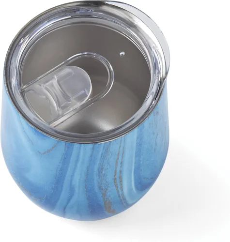 Vista 3 de Cambridge ECW3BLCB2DS Blue - Paquete de 2 vasos de vino de acero inoxidable con diseño de geoda de 12 onzas Azul