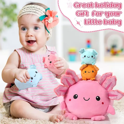 Vista 5 de Aoriher 5 piezas Kawaii Axolotl de peluche lindo de 14 pulgadas mamá axolote con 4.72 pulgadas mini almohada de peluche para adultos, regalo