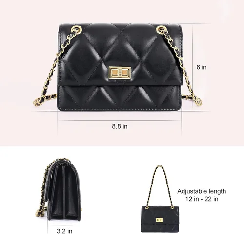 Vista 2 de Bolso cruzado acolchado para mujer, bolso de hombro de piel sintética con solapa, bolso cuadrado pequeño de cadena de moda, bolso de mano de noche