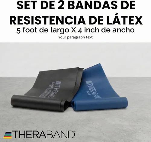 Vista 3 de THERABAND Juego de bandas de resistencia, bandas elásticas para ejercicio y terapia física, entrenamiento de fuerza para fitness superior e inferior