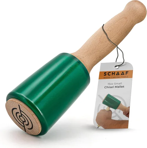 Vista 10 de Mazo de tallado de madera de precisión de 15 onzas para carpintería, cómodo mango de madera que reduce la fatiga de la mano, cabeza de uretano que