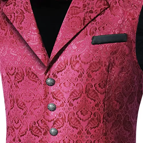 Vista 5 de chmakmt Chaleco victoriano steampunk gótico estampado de cachemir con cuello en V y cuello en V para hombre