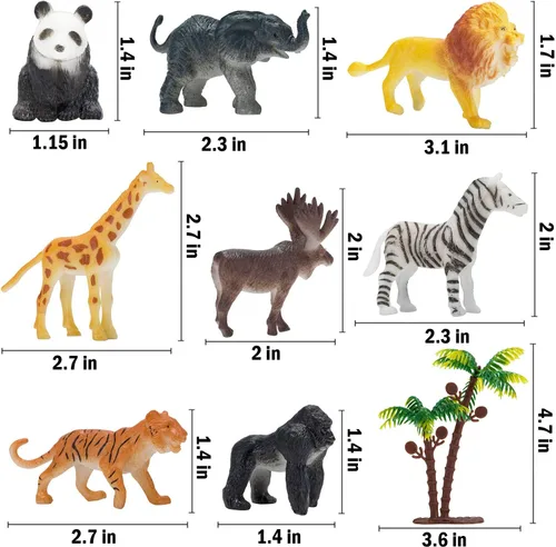 Vista 4 de Kimicare Figuras de animales, 52 piezas pequeñas pequeñas realistas de safari zoológico de plástico figuras de animales educativos de aprendizaje