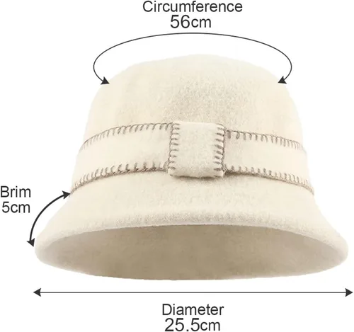 Vista 3 de Sombrero de pescador de lana de invierno elegante para mujer, estilo vintage de los años 20, sombreros de bolos Cloche