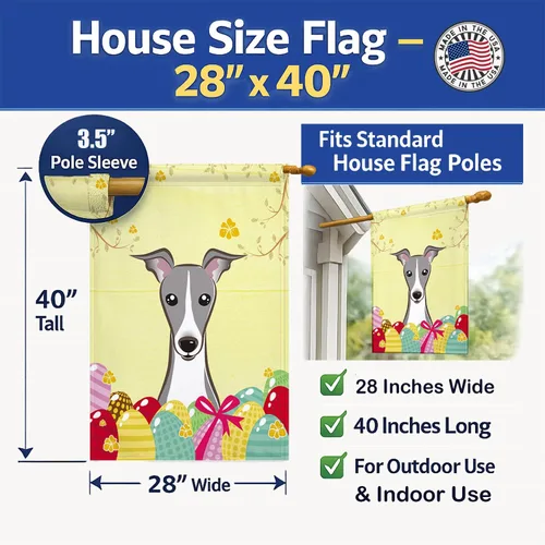 Vista 445 de Caroline's Treasures BB1923GF Bandera decorativa para jardín con diseño de Border Collie, para caza de huevos de Pascua, para jardín, jardín, patio
