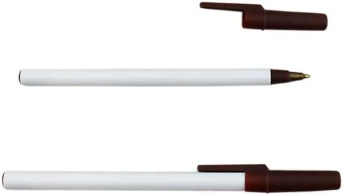 Vista 3 de EZPENCILS & GIFTS - Bolígrafos en blanco a granel - Agarre - Bolígrafos de tinta negra - Bolígrafos delgados - Cuerpo blanco y detalles marrones
