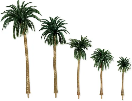 Vista 2 de Bright Creations Palmeras modelo miniatura para dioramas, manualidades (5 tamaños, 15 piezas)