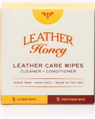 Vista 10 de Leather Honey Toallitas limpiadoras: cuero limpio sobre la marcha. 10 toallitas de limpieza para cuero, imitación y vinilo: cualquier