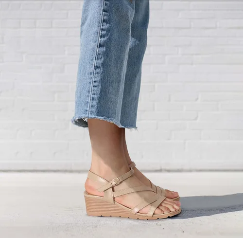 Vista 6 de SHIBEVER Sandalias de cuña para mujer de vestir sandalias casuales de plataforma para caminar cómodas para mujer