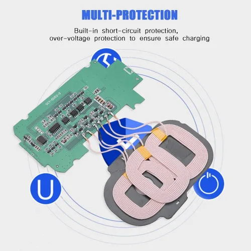 Vista 4 de Módulo transmisor de cargador inalámbrico de 5 W - Adopta 3 bobinas - Cortocircuito integrado, sobretensión - Amplia compatibilidad - Piezas