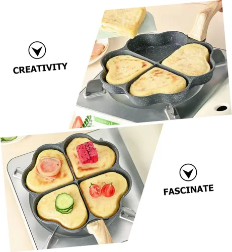 Vista 3 de Angoily Sartén reutilizable con forma de corazón para panqueques resistente al desgaste, sartén antiadherente para uso diario para desayuno