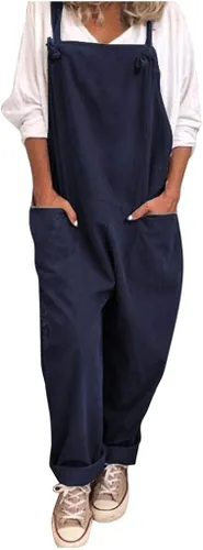 Vista 2 de Overol casual de verano para mujer, con línea de algodón, estampado bohemio, correa ajustable, holgado, con vuelo, para vacaciones, playa