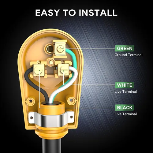 Vista 4 de RVGUARD 50 Amp Enchufe Hembra de Soldador NEMA 6-50P de Reemplazo, Certificado ETL