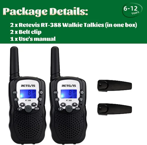 Vista 8 de Retevis RT388 Walkie Talkies para niños, juguetes Walkie Talkie para niños de 6 a 12 años, juguetes para niños, regalos para viajes al aire libre
