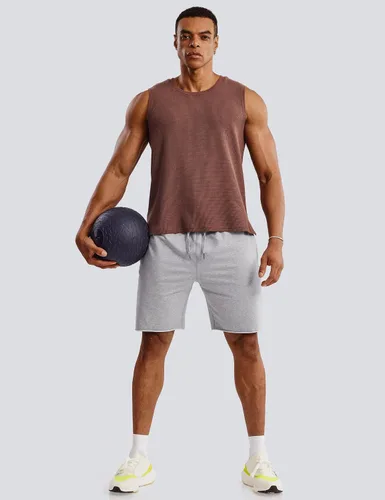 Vista 7 de Ouber Pantalones cortos de entrenamiento de gimnasio de 7 pulgadas para hombre, pantalones cortos de entrenamiento para culturismo, correr