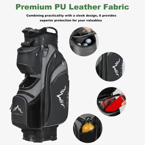 Vista 7 de UNIHIMAL Bolsa de carrito de golf de 14 vías con divisor de longitud completa, bolsa de golf de piel sintética de alta calidad con parte superior