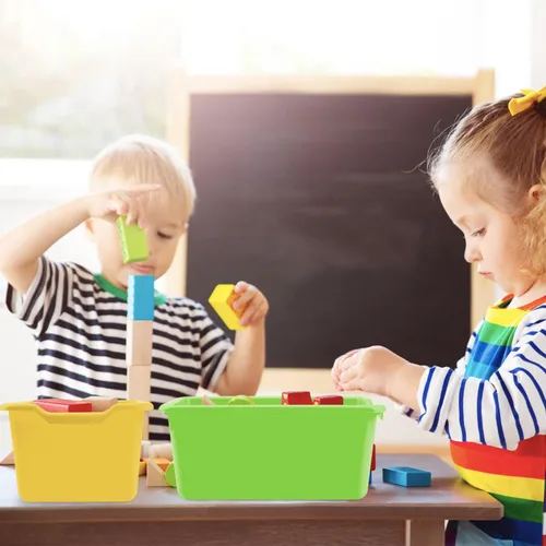 Vista 4 de Nsmykhg Contenedores de almacenamiento, paquete de 6 cubos pequeños apilables de plástico multiusos, colores mixtos