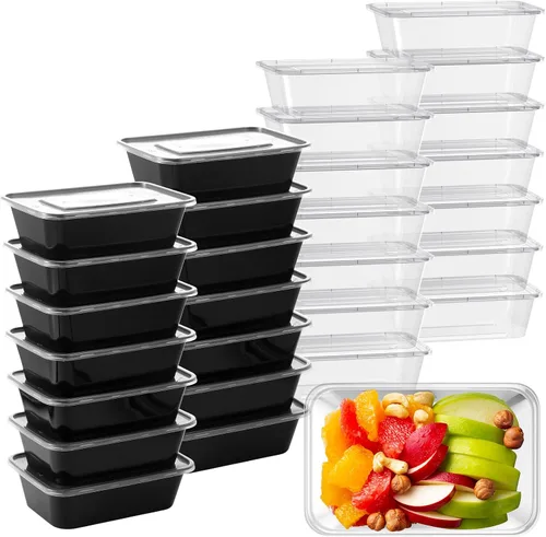Vista 9 de Sawysine - 100 recipientes de plástico para preparación de comidas, color Negro