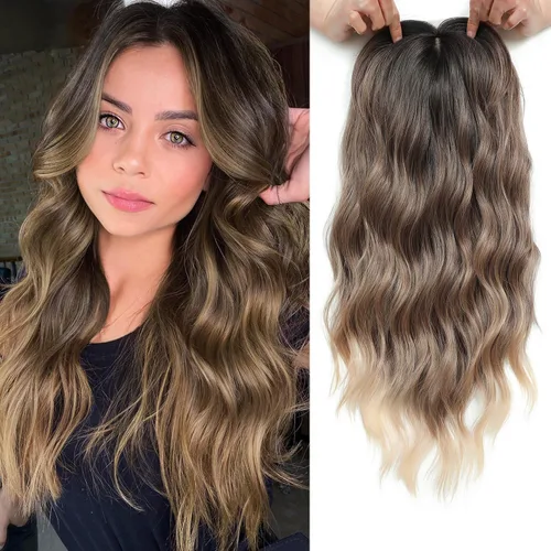 Vista 17 de PANEWAY Toppers de pelo de 7 x 7 pulgadas para mujeres con cabello fino, pelucas de 20 pulgadas para mujer, 1B