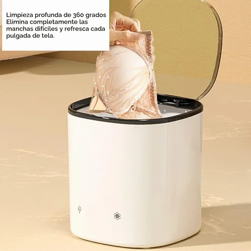 Vista 2 de Lavadora pequeña de 2000 mAh recargable portátil con cesta de drenaje para calcetines de ropa interior, mini máquina de lavandería compacta