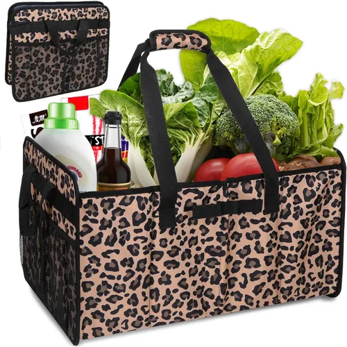 Vista 12 de Bolsa de mano extragrande con marco de alambre, plegable, reutilizable, bolsas de compras resistentes para comestibles con asas, organizador