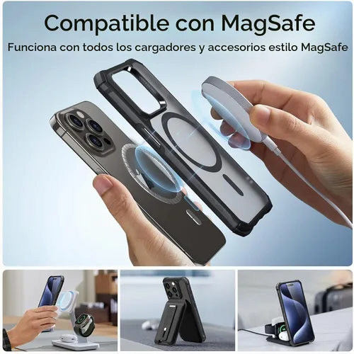 Vista 5 de ESR - Funda para iPhone 15 Pro con protector de pantalla y cámara, color negro esmerilado Conjunto negro esmerilado