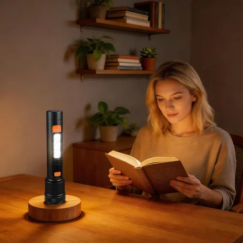 Vista 8 de VAVOFO Linterna LED recargable, gris y naranja