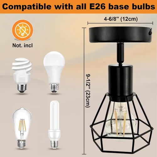 Vista 5 de LTBLIGHT Iluminación LED de pista de 1 luz, luz de techo ajustable negra con jaula de alambre de metal, lámpara de granja para dormitorio, mesita