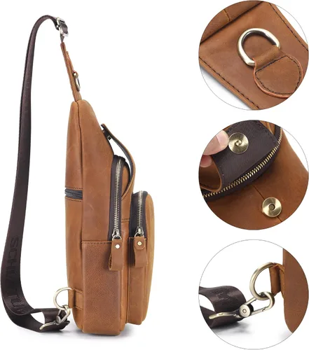 Vista 174 de LUKZIJAES Bolso bandolera de cuero genuino para hombre