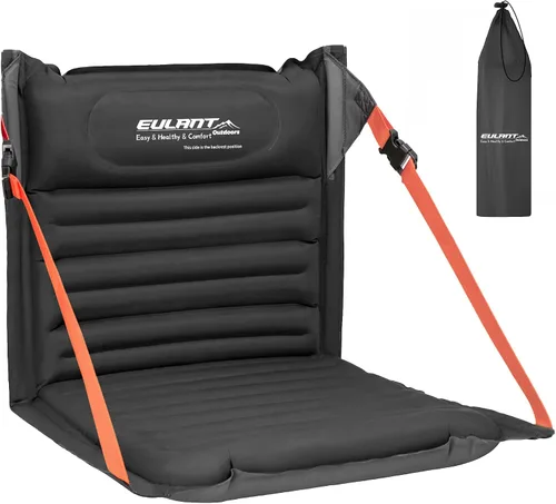 Vista 13 de EULANT Asientos plegables inflables ligeros para silla de camping con soporte trasero y correas ajustables, sillas plegables para camping