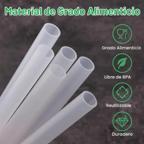 Vista 4 de Pajitas de repuesto reutilizables compatibles con Hydro Flask de boca ancha de 12 onzas para niños, paquete de 6 popotes sin BPA y cepillo