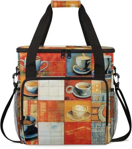 Vista 12 de Bolsa de viaje para cafetera con forma de donut para Keurig K-Mini/K-Mini Plus con aislamiento impermeable con bolsillos para K-Cup portátil de una