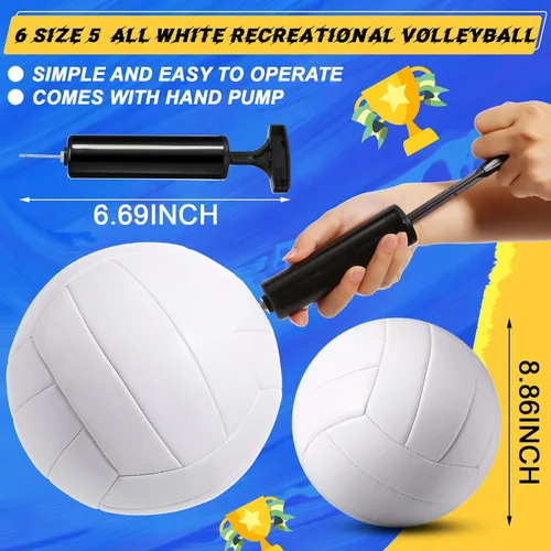 Vista 2 de Jexine Autograph - Pelota de voleibol blanca en blanco, tamaño oficial 5, pintura de bricolaje, pelota de voleibol lisa con bomba de aguja
