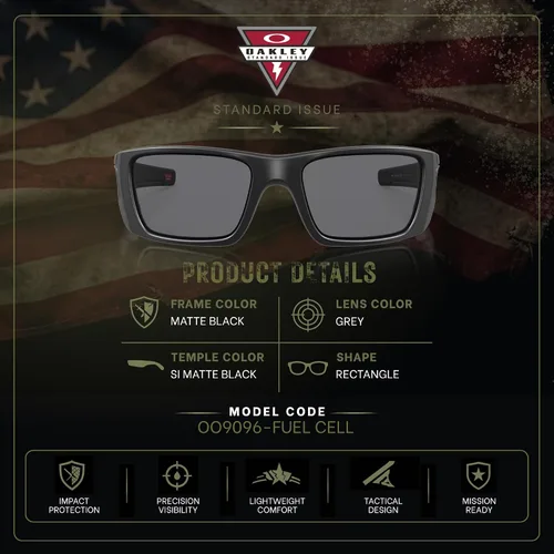 Vista 2 de Oakley Standard Issue SI FUEL CELL USA FLAG Collection Sunglasses With Kit Marco negro mate Lente gris