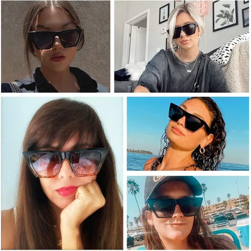 Vista 5 de Fullgren Gafas de sol cuadradas de ojo de gato para mujer, estilo vintage, ojo de gato, protección UV 400, gafas de sol modernas