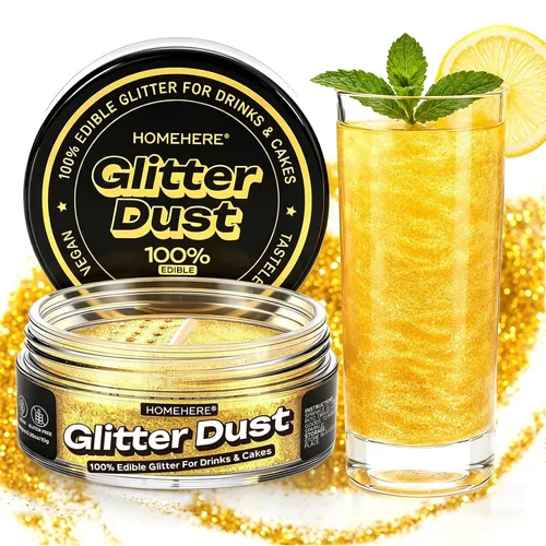 Vista 21 de HomeHere Purpurina comestible para bebidas y pasteles, 0.35 onzas de polvo brillante de diamante de grado alimenticio, polvo brillante