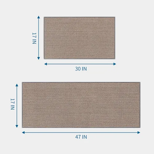 Vista 2 de Juego de 2 alfombras y tapetes de cocina antideslizantes de goma natural para piso de cocina, piso delantero del fregadero, pasillo, lavandería Gris