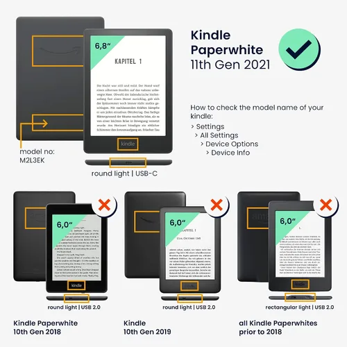 Vista 2 de Funda de fieltro de origami compatible con Amazon Kindle Paperwhite 11. generación 2021 - Funda con soporte - Corazón cepillado marrón oscuro
