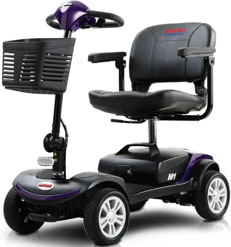 Vista 14 de Patinete de movilidad plegable de 4 ruedas – Scooter motorizado de capacidad de 300 libras para adultos, scooter médico eléctrico compacto
