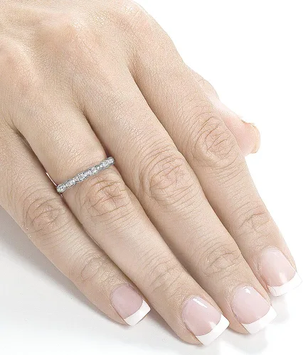 Vista 4 de Alianza de boda Kobelli de diamante de talla redonda de 16 quilates (ctw) en oro blanco de 14 k
