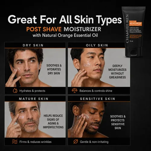 Vista 4 de Hidratante facial para hombre, antienvejecimiento, para después del afeitado, crema facial y loción para después del afeitado con argán, karité