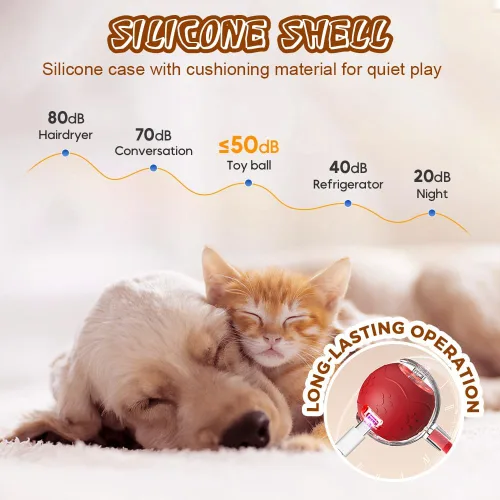 Vista 6 de Pelota de juguete interactiva para gatos, juguetes para gatos de interior, juguetes interactivos inteligentes autoenrollables para perros, bolas