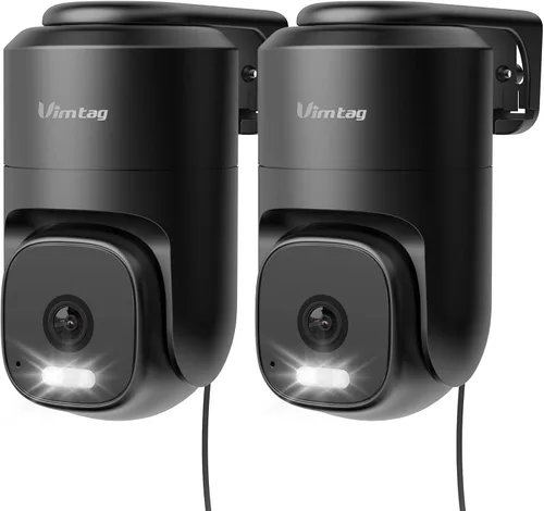 Vista 22 de VIMTAG 2.5K Pan/Tilt Cámara de seguridad para exteriores con cable para el hogar, WiFi de doble banda
