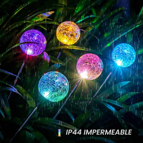 Vista 2 de SOLPEX Paquete de 3 luces solares de jardín, luces solares decorativas para exteriores, luces solares de globo impermeables para patio y Navidad
