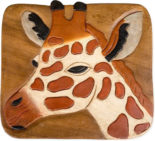 Vista 3 de OMA Giraffe Design - Taburete de madera con diseño de jirafa, taburete de animales hecho a mano para acento decorativo, jardín y regalo
